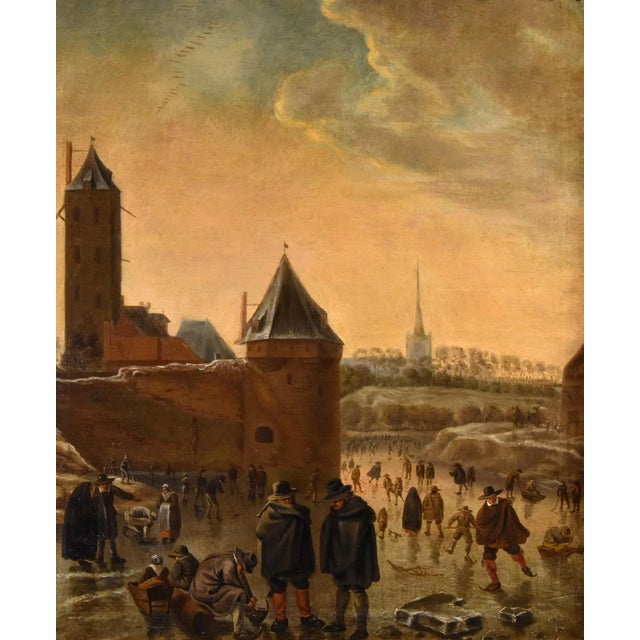 Workshop of Herman Saftleven Il Vecchio, Winter Landscape, Utrecht, 1700, Oil on Canvas For Sale - Image 16 of 16