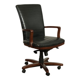 Hancock & Moore Faux Alligator Embossed Black Leather Desk Chair For Sale