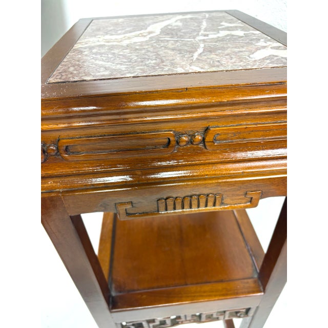 Chinese Early 20th Century Hand Carved Chinese Walnut Pedestal Table For Sale - Image 3 of 10