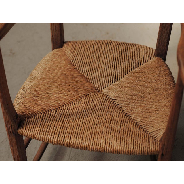 French Folk Armchair in Wood and Rush, Auvergne, 1900s For Sale - Image 16 of 17