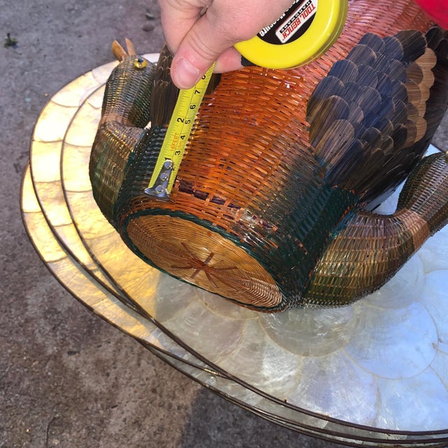 1980s Earth-Tone Double Headed Geese Basket With Handle For Sale - Image 9 of 13