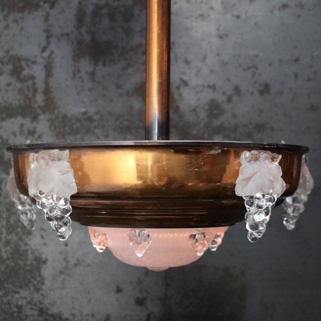 1920s French Art Deco Brass Pendant Light For Sale - Image 5 of 12