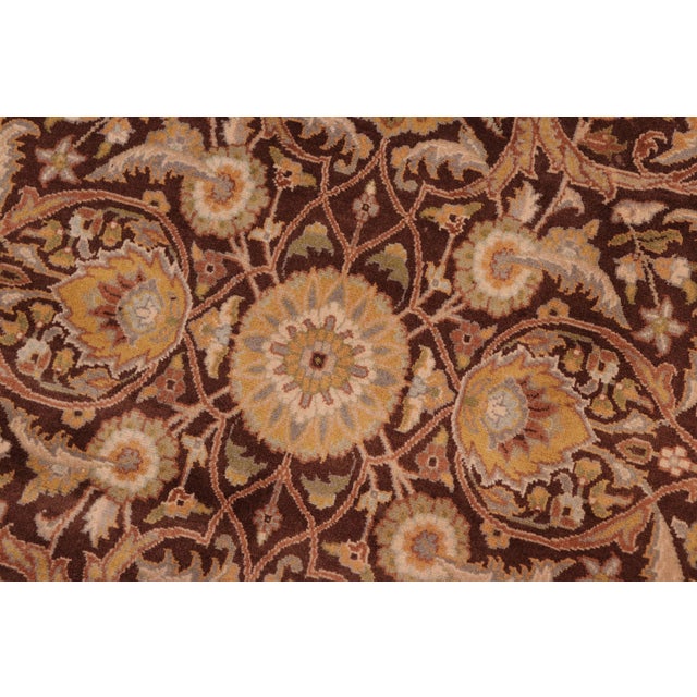 Shabby Chic 1990's Floral Pak-Persian Brown/Tan Wool Rug - 7'11'' X 10'6'' For Sale In New York - Image 6 of 9
