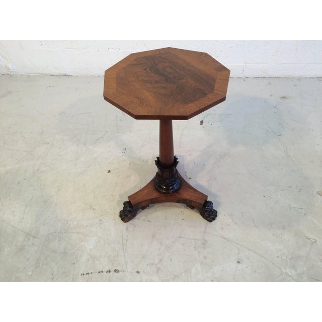 Beautiful Antique Rosewood Three-Legged Claw Feet Side Table For Sale - Image 9 of 11