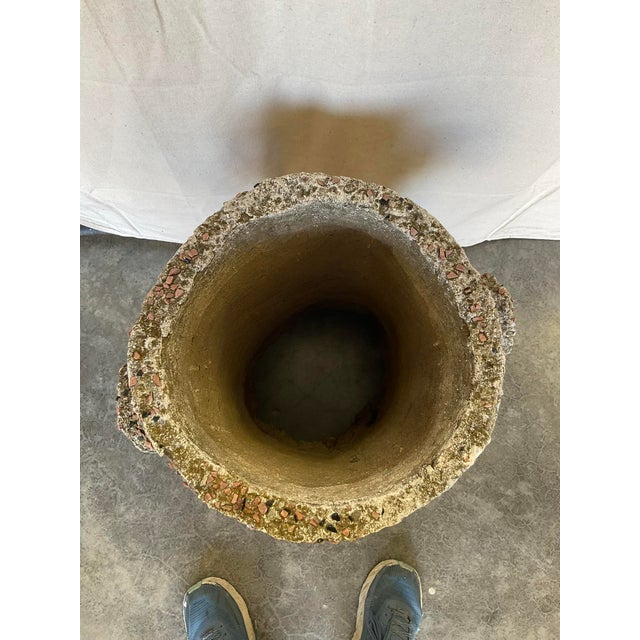 Vintage Faux Bois Concrete Tree Trunk Planter Pebble Style in good estate condition. There are some nicks and scuffs which...