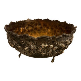 Vintage Floral Silver Bowl For Sale