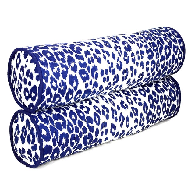 Schumacher Leopard Linen Schumacher Bolster Pillow Cover For Sale - Image 4 of 12