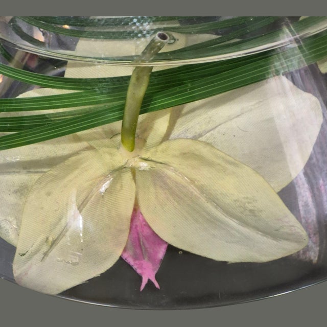 Glass Decorative Emilio Robba Yellow & Pink Phalaenopsis Orchid Flower Bowl For Sale - Image 7 of 10