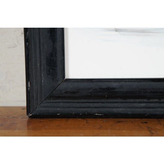 Green Mid 20th Century Vintage Framed Hand Painted Porcelain Chinese Water Lily Lotus Flower Tiles For Sale - Image 8 of 9