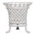 Round White Lattice Scalloped Planter with Lions Feet, Medium For Sale