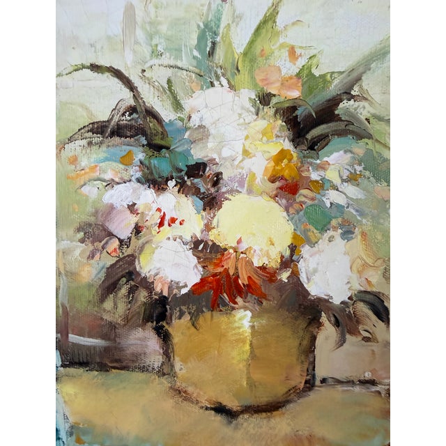 1960s Vintage Harrison E. Clark Impressionist Woman in Garden Oil on Canvas Painting, Framed For Sale - Image 10 of 12