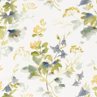 Sanderson Honey Flowers Fabric in Anise/Slate For Sale