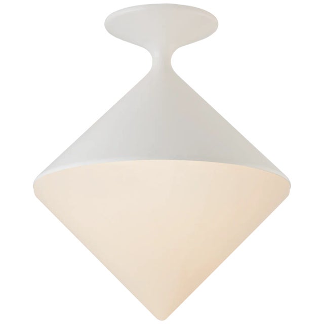 AERIN for Visual Comfort Signature Sarnen Small Flush Mount in Matte White with White Glass For Sale