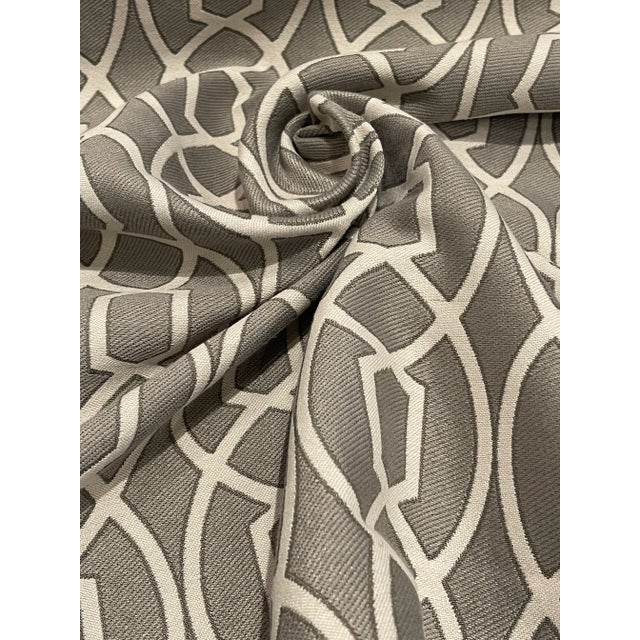 Modern Chaddock Modern Gray and Ivory Trellis Designer Fabric F6175-Meta - 45.5 Yards For Sale - Image 3 of 4