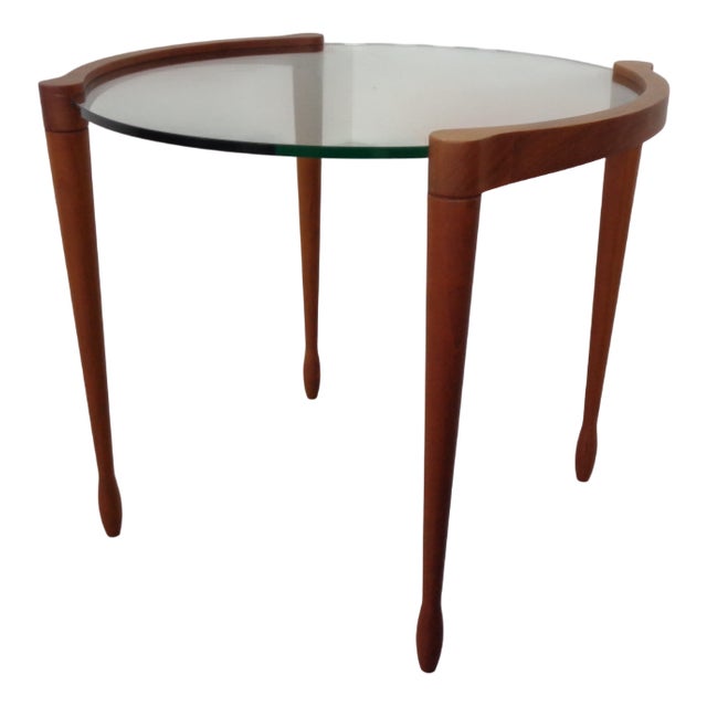 Giotto Glass and Cherry Wood Side Table by Tarcisio Colzoni for Porada, Italy, 1990s For Sale