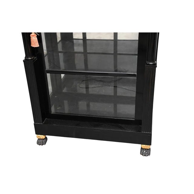 Antique Biedermeier 19th C Black Lacquer Display Cabinet For Sale In West Palm - Image 6 of 7