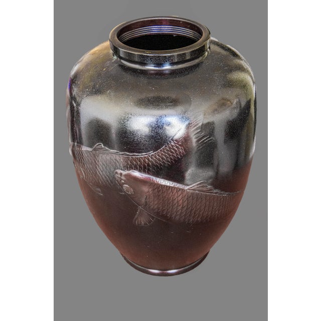 1930s Art Deco Japanese Bronze Vase For Sale - Image 4 of 6