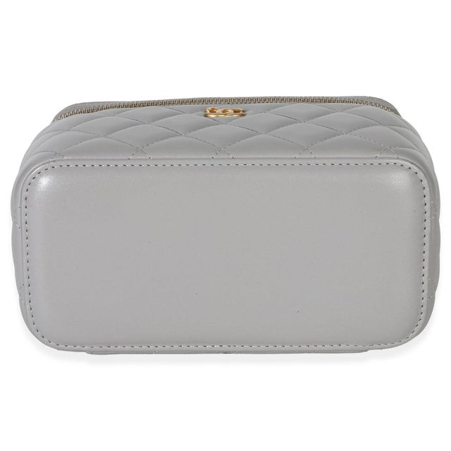 2020s Grey Quilted Lambskin Small Pearl Crush Vanity Case For Sale - Image 5 of 10