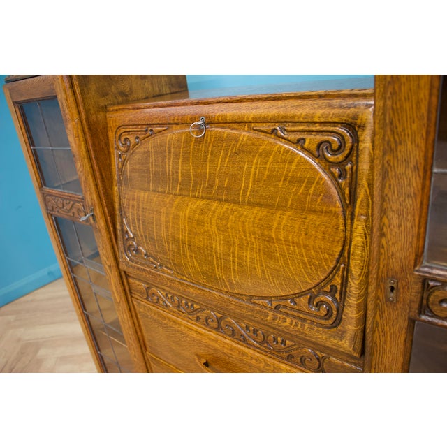 Vintage Art Deco Glazed Oak Bookcase, 1930s For Sale - Image 6 of 11