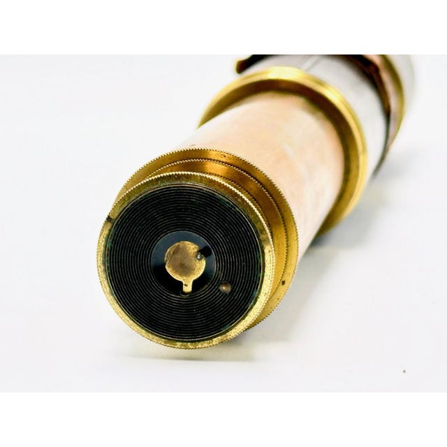 19th Century French Nautical Leather Bound Brass Telescope For Sale - Image 5 of 14