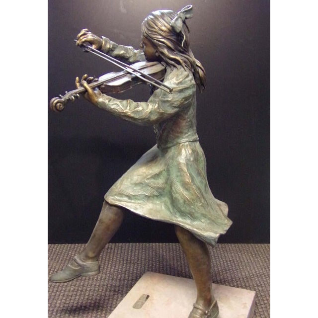 Don Hunt "Minuet" Violin Girl Bronze Sculpture Hand Signed For Sale - Image 15 of 17