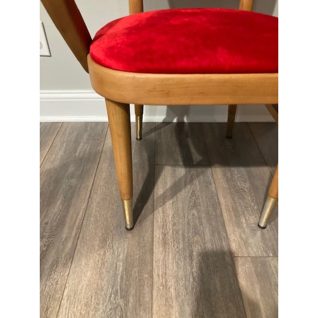 Mid-Century Modern Vintage Mid Century Modern Bentwood Armchair in New Red Velvet Upholstery For Sale - Image 3 of 7