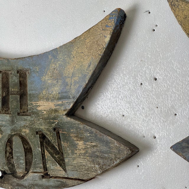 Late 19th Century Rare & Unusual Pair of French Hand Painted and Carved Wood Trade Sign in Form of Pole & Flag For Sale - Image 13 of 16