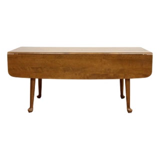 Vintage Solid Wood Ethan Allen Drop Leaf Harvest Table For Sale