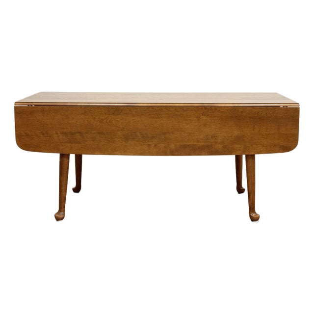 Vintage Solid Wood Ethan Allen Drop Leaf Harvest Table For Sale