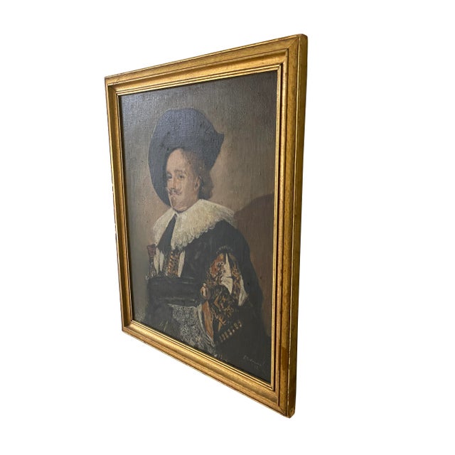 Antique Painting Inspired by the Original Dutch Masterpiece Laughing Cavalier For Sale - Image 4 of 12