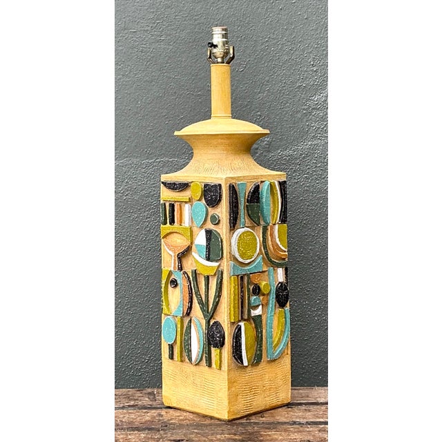 Ceramic Vintage Mid-Century Modern Abstract Ceramic Table Lamp For Sale - Image 7 of 12