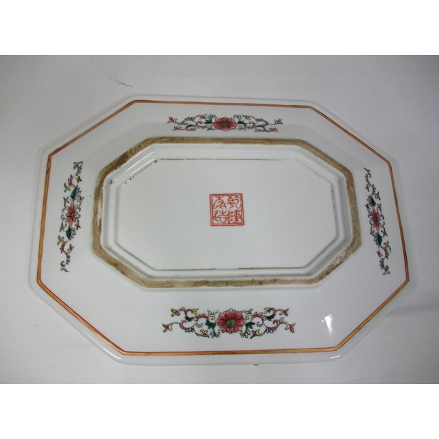 Royal Blue Vintage Hand Painted Enameled Platter Depicting Eight Chinese Elders For Sale - Image 8 of 10