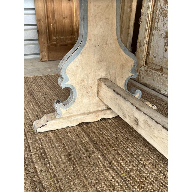 Tuscan Tuscan Painted Dining Table With Natural Wood Top - 19th C For Sale - Image 3 of 7