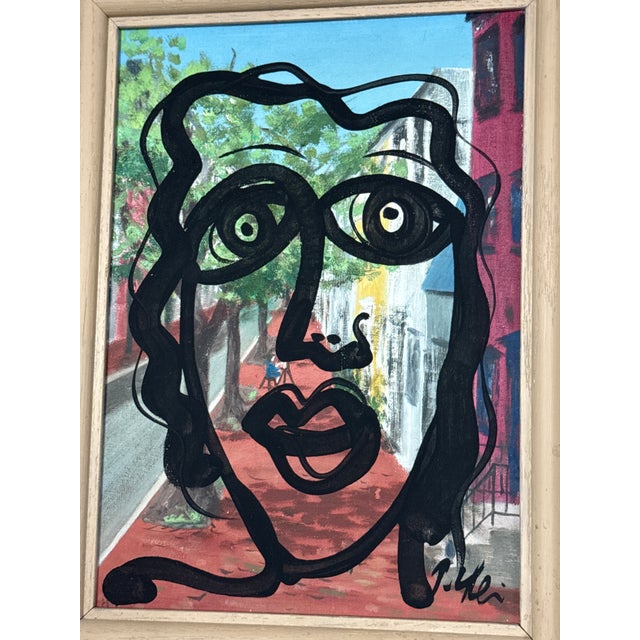 Abstract 1970s Peter Keil Portrait Painting Abstract Street Scene For Sale - Image 3 of 6