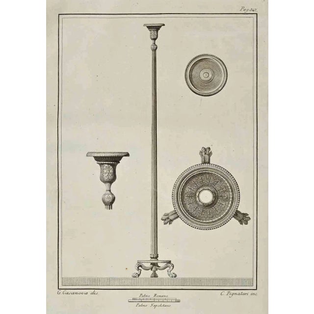 Giacomo Casanova, Ancient Roman Fresco Herculaneum, Original Etching, 18th Century For Sale