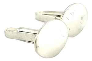 Late 20th Century Bulgari Bvlgari Estate Engraveable Mens Cufflinks Sterling Silver, A Pair