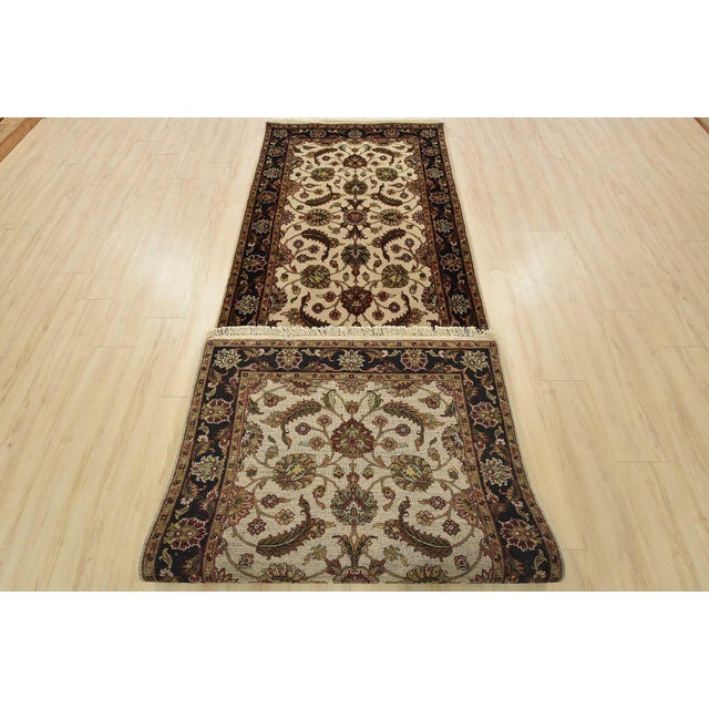 Agra Runner 3’11” X 11’11” Ivory Wool Traditional Hand-Knotted Oriental Rug For Sale - Image 12 of 13