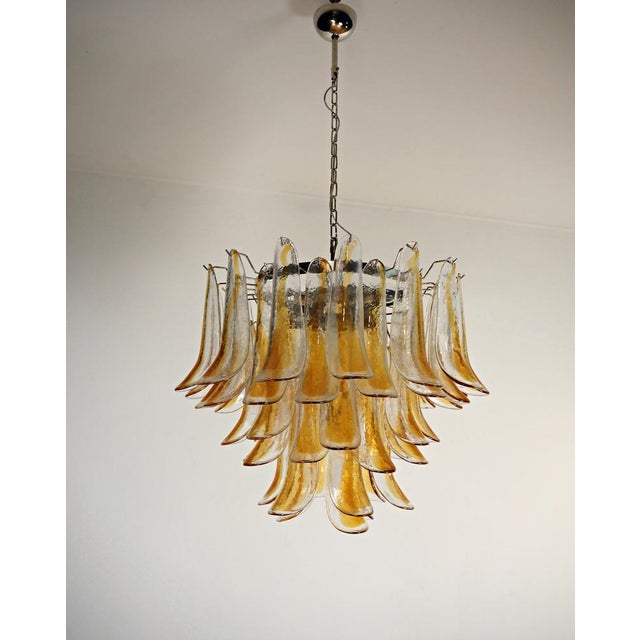 Vintage Italian Murano Chandelier with 53 Amber Glass Petals from Mazzega, 1990s For Sale - Image 15 of 15
