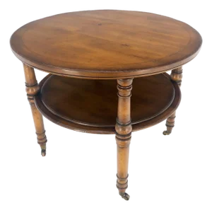 Baker Turned Legs Round Two Tier Occasional Center Serving Table Stand MINT