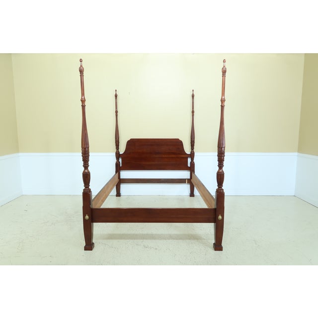 Kincaid Cherry Queen Size Rice Carved Poster Bed Chairish