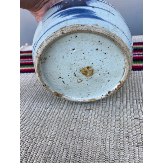 Blue Antique Chinese Blue & White Ginger Jar Table Lamp With Chinoiserie Landscape For Sale - Image 8 of 12