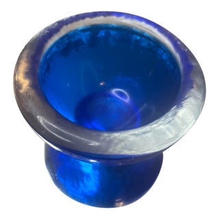 Signed Kosta Boda G Wharff Cobalt Blue Single Votive Holder From Sweden For Sale