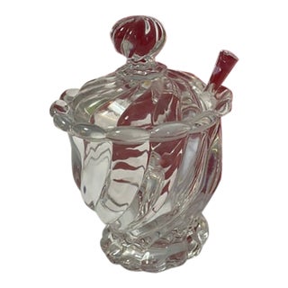 Baccarat Crystal Honey Pot With Lid and Spoon For Sale