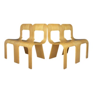 Plywood Esse Dining Chairs by Gigi Sabadin for Stilwood, Italy, 1970s, Set of 4 For Sale