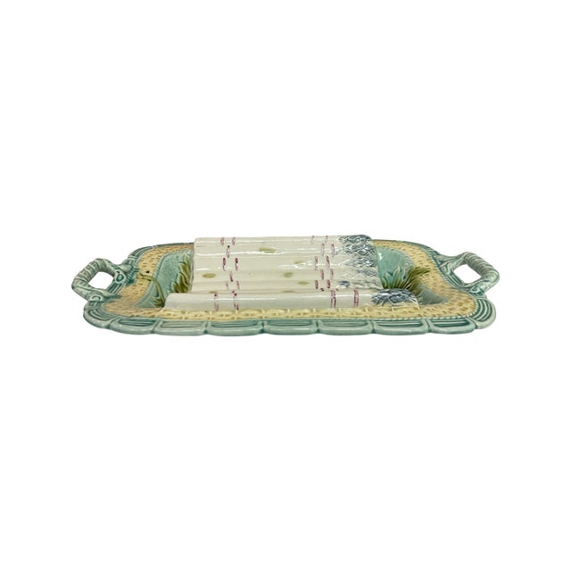 Traditional Early 20th Century Majolica Asparagus Platter For Sale - Image 3 of 6