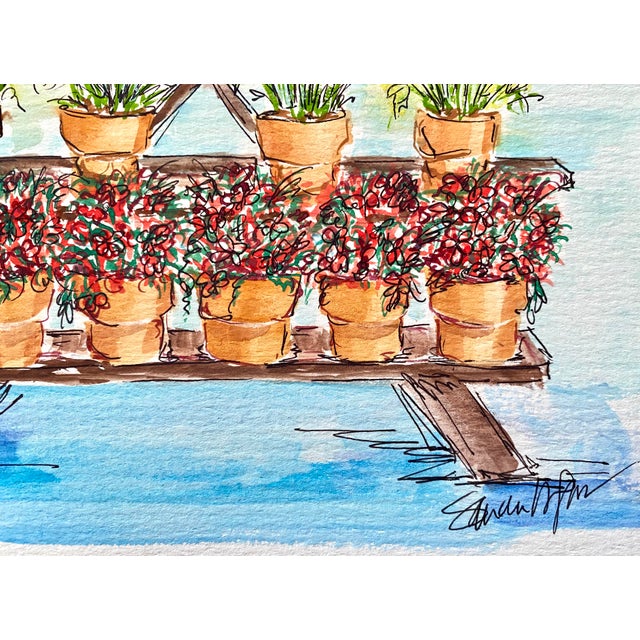 Contemporary “My Plantstand” Floral Watercolor by Sandra Wright For Sale - Image 3 of 3