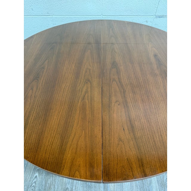 Brown Vintage Neoclassical Regency Revival Walnut Pedestal Dining Table For Sale - Image 8 of 17