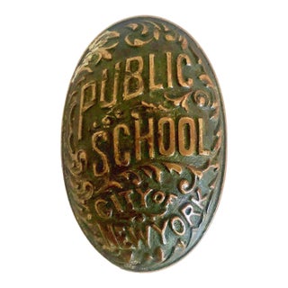 Antique Cast Bronze Nyc Public School Doorknob For Sale