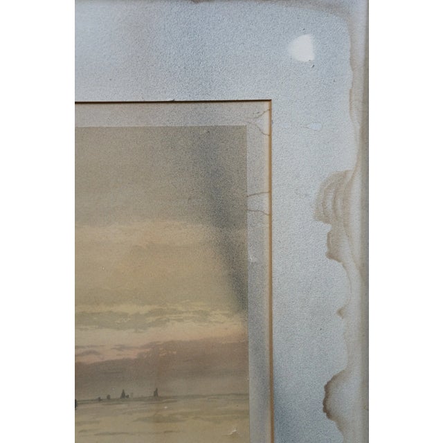 Antique Louis Kinney Harlow Coastal Sailboats Seascape Chromolithograph Print 41" For Sale - Image 6 of 12