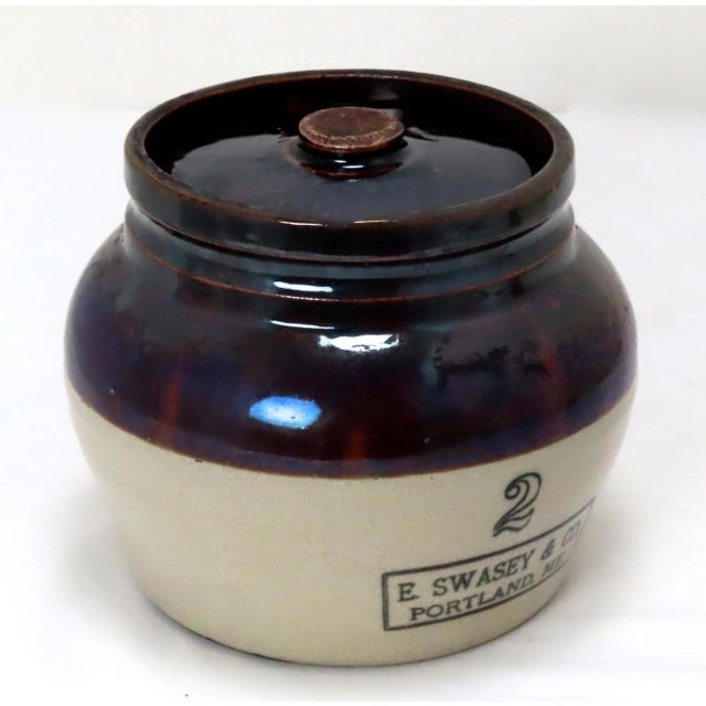 Antique American Stoneware Boston Baked Beans Cooking Pot From Portland Maine For Sale - Image 4 of 13